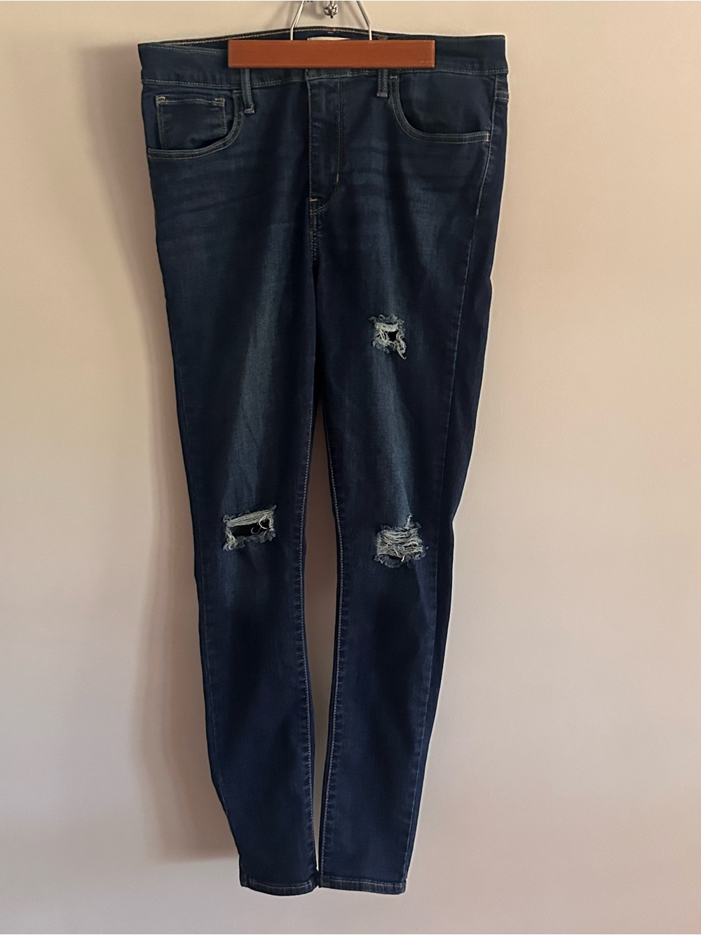 Levi's Dark Blue Distressed Skinny Jeans